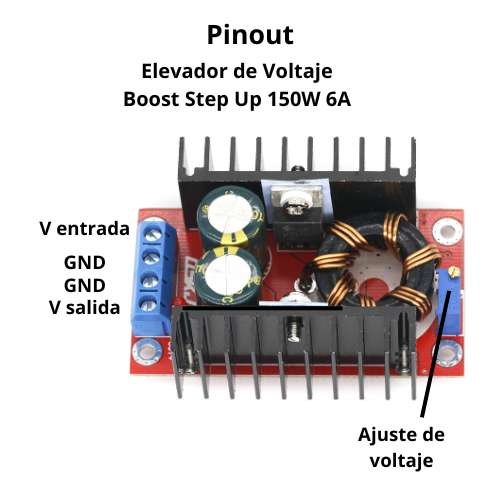 Pines Elevador de Voltaje Boost Step Up 150W 6A